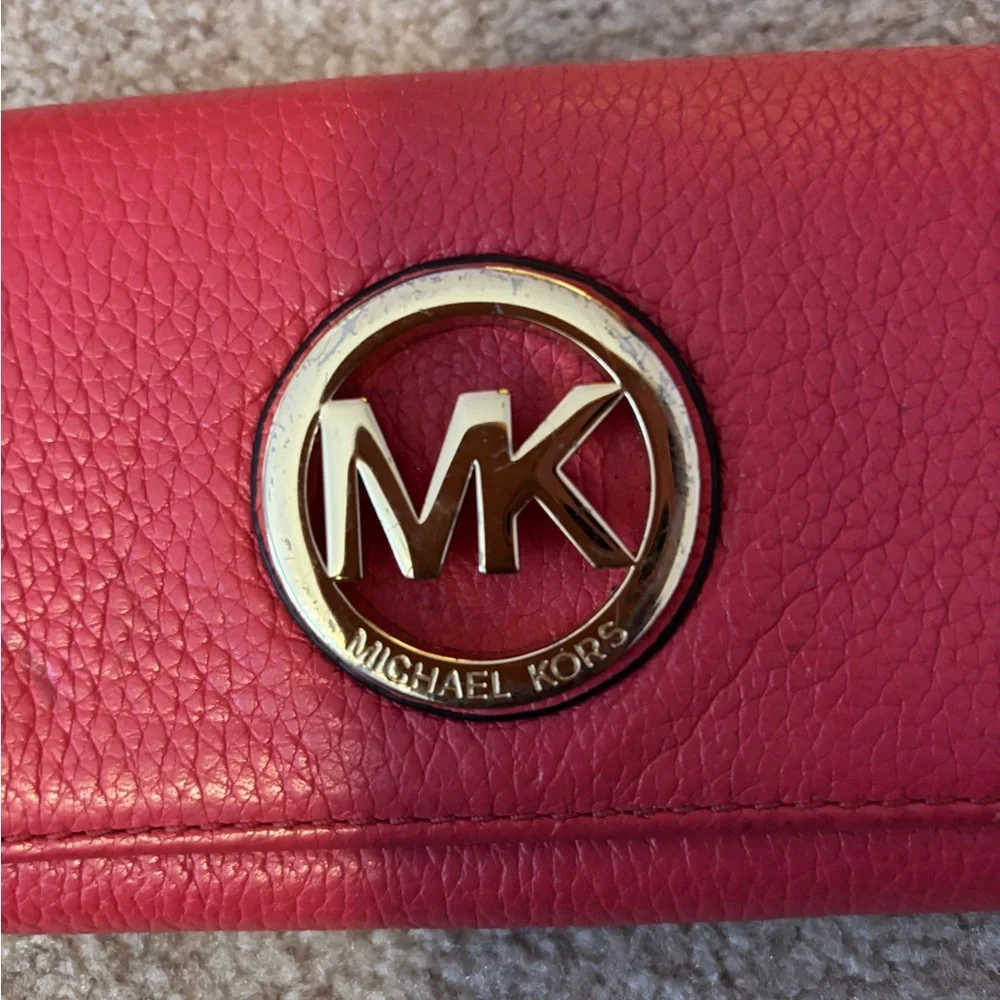 Michael Kors Cherry Red Wallet with Gold Logo - Picture 5 of 5